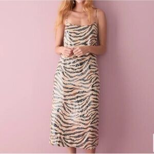 J.Crew Sequin Animal Print Zebra Slip Dress 20
